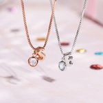 Personalised Tiny 3D Bubble Initial Balloon Initial Necklace with Birthstone Birthday Jewellery Gift for Women