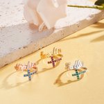 Personalizado Dainty Faith Birthstone Cross Anillo ajustable con nombre Christian Joyería Bautizo Cumpleaños Regalo de Navidad para las mujeres