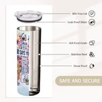 Spersonalizowana Biblia Cartoon Character Name 20oz Straight Skinny Tumble with Staw and Brush Urodzinowy prezent świąteczny dla chrześcijanina