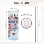 Spersonalizowana Biblia Cartoon Character Name 20oz Straight Skinny Tumble with Staw and Brush Urodzinowy prezent świąteczny dla chrześcijanina
