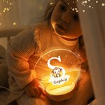 Personalisiertes Süßes Waldtier LED-Nachtlicht mit Initiale Namen Holzsockel Kinderzimmer Deko Geburtstag Geschenk für Baby Kinder