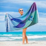 Personalised Glitter Fantasy Mermaid Quick Dry Oversized Microfiber Beach Towel with Name Summer Travel Essential Birthday Gift for Girls