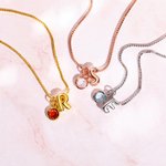 Personalised Tiny 3D Bubble Initial Balloon Initial Necklace with Birthstone Birthday Jewellery Gift for Women