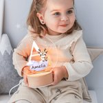 Luz nocturna personalizada con estrella de fantasía nube y animales del bosque base de madera regalo ideal para cumpleaños de niños