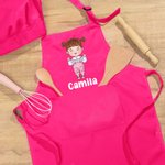 Personalized Cartoon Boys Girls Adjustable Apron Chef Hat Set with Pocket Cooking Baking Birthday Gift for Kids