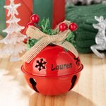 Personalizzato fiocco di neve Jingle Bell Holly Berry Spago Ornamento con nome inciso Albero di Natale Decor Festa regalo per bambini famiglia