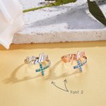 Personalizado Dainty Faith Birthstone Cross Anillo ajustable con nombre Christian Joyería Bautizo Cumpleaños Regalo de Navidad para las mujeres
