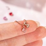 Personalised Tiny 3D Bubble Initial Balloon Initial Necklace with Birthstone Birthday Jewellery Gift for Women