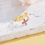Personalizado Dainty Faith Birthstone Cross Anillo ajustable con nombre Christian Joyería Bautizo Cumpleaños Regalo de Navidad para las mujeres