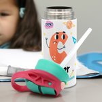 Personalized Cute Colourful Cartoon Graffiti Letter Photo Water Bottle with Name and Initial Birthday Back to School Gift for Kids