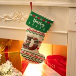 Personalised Cute Christmas Knitted Sweater Animal Hanging Christmas Stocking with Initial Home Decor Gift for Kids Family