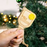 Henkilökohtainen puinen Pickleball joulukoriste ripustettu puu sisustus joululahja Pickleball Loverille