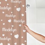 Personalized Love Heart Multiple Names Shower Curtain Set with 12 Rust Proof Grommets Housewarming Birthday Gift for Family