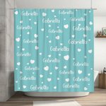 Personalized Love Heart Multiple Names Shower Curtain Set with 12 Rust Proof Grommets Housewarming Birthday Gift for Family