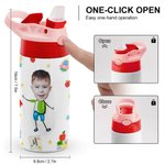 Personalized Cute Colourful Cartoon Graffiti Letter Photo Water Bottle with Name and Initial Birthday Back to School Gift for Kids