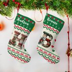 Personalised Cute Christmas Knitted Sweater Animal Hanging Christmas Stocking with Initial Home Decor Gift for Kids Family