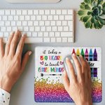 Personalized Big Heart to Teach Little Minds Colourful Crayon Faux Glitter Mouse Pad with Name Appreciation Back to School Gift for Teacher