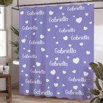 Personalized Love Heart Multiple Names Shower Curtain Set with 12 Rust Proof Grommets Housewarming Birthday Gift for Family