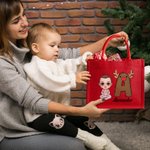 Personalisierte Cartoon-Charakter Rote Tragetasche mit Namen Schnee- und Weihnachtsmann Initialen Party Weihnachtsgeschenk für Kinder Familie Freunde