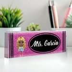Personalized Glitter Crayon Design Acrylic Desk Name Plate Teacher Appreciation Back to School Gift for Teacher