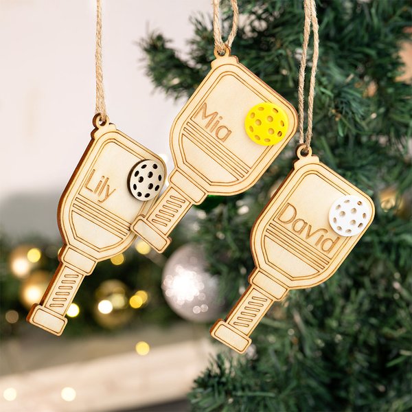 Gepersonaliseerde houten Pickleball kerstversiering opknoping boom decor kerstcadeau voor Pickleball liefhebber