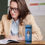 Personalisierte niedlichen Cartoon-Charakter Faux Glitter Crayon Design 20oz Skinny Becher mit Namen und Stroh zurück zu Schule Dankeschön Geschenk fü