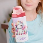 Henkilökohtainen värikäs Fantasy Unicorn 12oz eristetty nimi vesipullo silikoni olki ja kahva syntymäpäivä joululahja tytöille