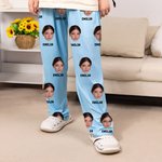 Personalized Multicolor Character Photo Name Lattice Pajama Pants with Drawstring Waist Birthday Gift for Women Men