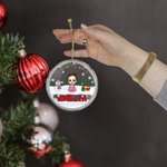 Ornement de Noël en acrylique personnalisé avec nom Bonhomme de neige en dessin animé Décoration de l'arbre de Noël Cadeau de fête pour la famille