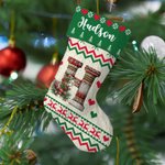 Personalised Cute Christmas Knitted Sweater Animal Hanging Christmas Stocking with Initial Home Decor Gift for Kids Family