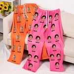 Personalized Multicolor Character Photo Name Lattice Pajama Pants with Drawstring Waist Birthday Gift for Women Men