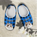 Pantoufles en Peluche Personnalisées avec Photo d‘Animal et Nom Cadeau Anniversaire Noël pour Propriétaires d'Animal de Compagnie