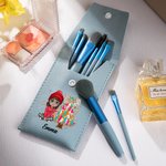 Personalised Cartoon Character Makeup Brush Bag Set with Name and Christmas Tree 8 Ps Makeup Brushes Travel Essentials Christmas Gift for Friend
