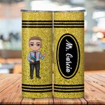 Personalisierte niedlichen Cartoon-Charakter Faux Glitter Crayon Design 20oz Skinny Becher mit Namen und Stroh zurück zu Schule Dankeschön Geschenk fü
