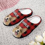 Pantoufles en Peluche Personnalisées avec Photo d‘Animal et Nom Cadeau Anniversaire Noël pour Propriétaires d'Animal de Compagnie
