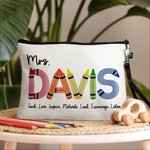 Personalized Colourful Rainbow Crayon Pencil Pouch with Name Back to School Teacher's Day Gift for Kid Teacher