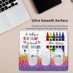 Personalized Big Heart to Teach Little Minds Colourful Crayon Faux Glitter Mouse Pad with Name Appreciation Back to School Gift for Teacher