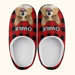 Pantoufles en Peluche Personnalisées avec Photo d‘Animal et Nom Cadeau Anniversaire Noël pour Propriétaires d'Animal de Compagnie