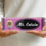 Personalized Glitter Crayon Design Acrylic Desk Name Plate Teacher Appreciation Back to School Gift for Teacher