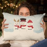 Personalizado 1-5 Familia Muñecos de nieve Cojín Arrojar Funda de almohada con nombres de Navidad Día de Acción de Gracias Decoración para el hogar Fa