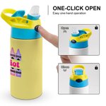 Spersonalizowana wielokolorowa butelka na wodę dla dzieci Crayon 12oz z silikonową słomką Powrót do szkoły Akcesoria outdoorowe Prezent dla dzieci
