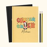 Personalised Cousin Crew Cartoon Character A5 Lined Notebook and Pencil Set with Name Christmas School Office Supplies Gift for Kids Family