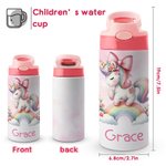 Henkilökohtainen värikäs Fantasy Unicorn 12oz eristetty nimi vesipullo silikoni olki ja kahva syntymäpäivä joululahja tytöille