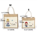 Sac en Jute Personnalisé avec Nom et Personnage de Femme Fourre-tout à Pochette en Toile Motif Papillon Cadeau d'Anniversaire pour les Femmes