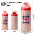 Spersonalizowana wielokolorowa butelka na wodę dla dzieci Crayon 12oz z silikonową słomką Powrót do szkoły Akcesoria outdoorowe Prezent dla dzieci