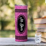 Personalisierte niedlichen Cartoon-Charakter Faux Glitter Crayon Design 20oz Skinny Becher mit Namen und Stroh zurück zu Schule Dankeschön Geschenk fü