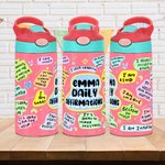 Personalized I Love Myself Daily Affirmations 12oz Name Water Bottle with Handle Birthday Gift for Boys Girls