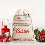 Timbro postale personalizzato Alce Santa Sack Coulisse riutilizzabile trattare borsa con nome festa di Natale favori regalo per amico famiglia bambini