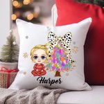 Gepersonaliseerd Cartoon Karakter Glitter Kerstboom Zacht Kussenovertrek met Naam Home Decor Kerstcadeau voor Familie
