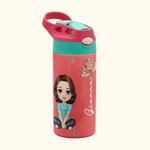 Bouteille d'Eau Personnalisée avec Personnage Fleur de Naissance et Nom Gobelet avec Paille et Couvercle Cadeau Rentrée des Classes pour Fille Garçon